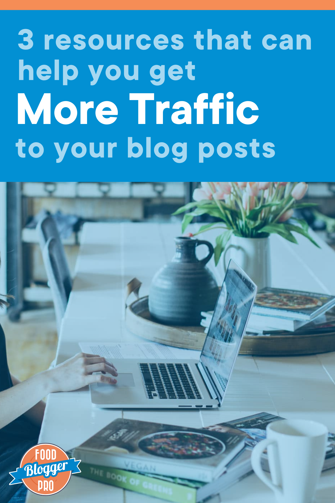 a photo of a computer on a desk with the title of this article, '3 resources that can help you get More Traffic to your blog posts'