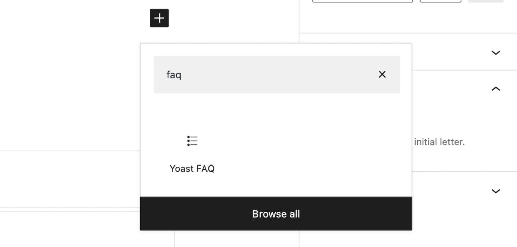 How to search for the Yoast FAQ block on WordPress