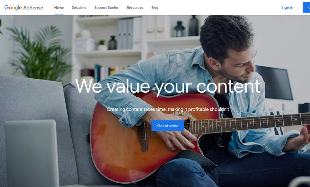 Screenshot of homepage that reads 'We value your content'