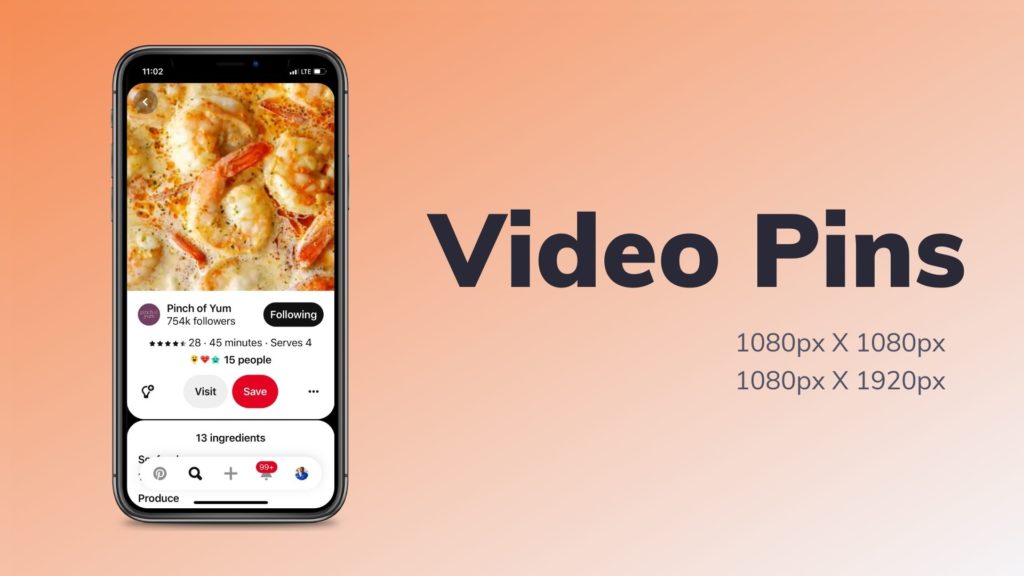 example of a Video Pin on Pinterest and the recommended video size for an Video Pin video