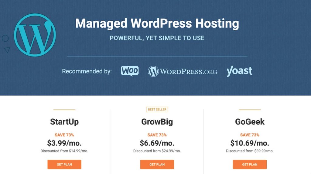 the hosting plans on Siteground's sites