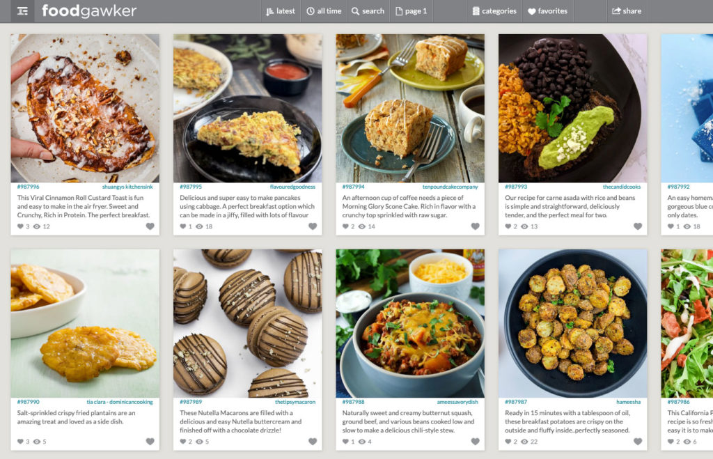 Screenshot of the Foodgawker homepage