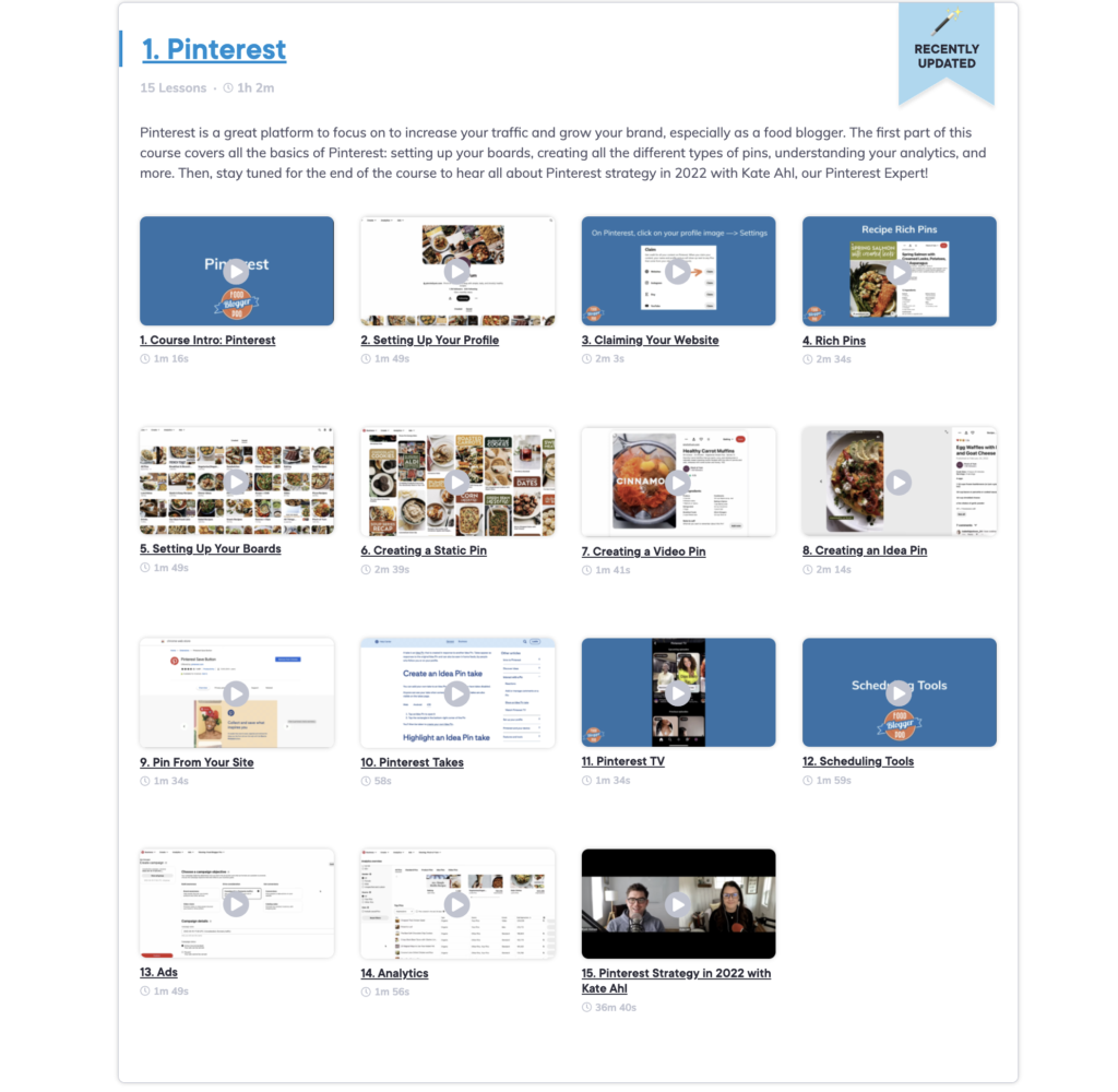 Pinterest course on Food Blogger Pro