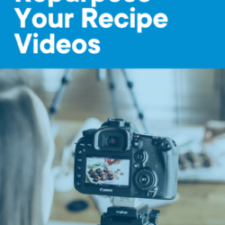 a photo of someone shooting a recipe video with the title of this article 'Three Ways to Repurpose Your Recipe Videos'