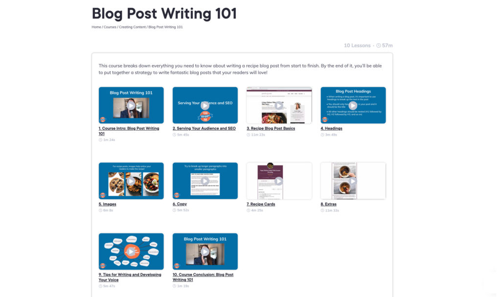 Screenshot of the Blog Post Writing 101 course