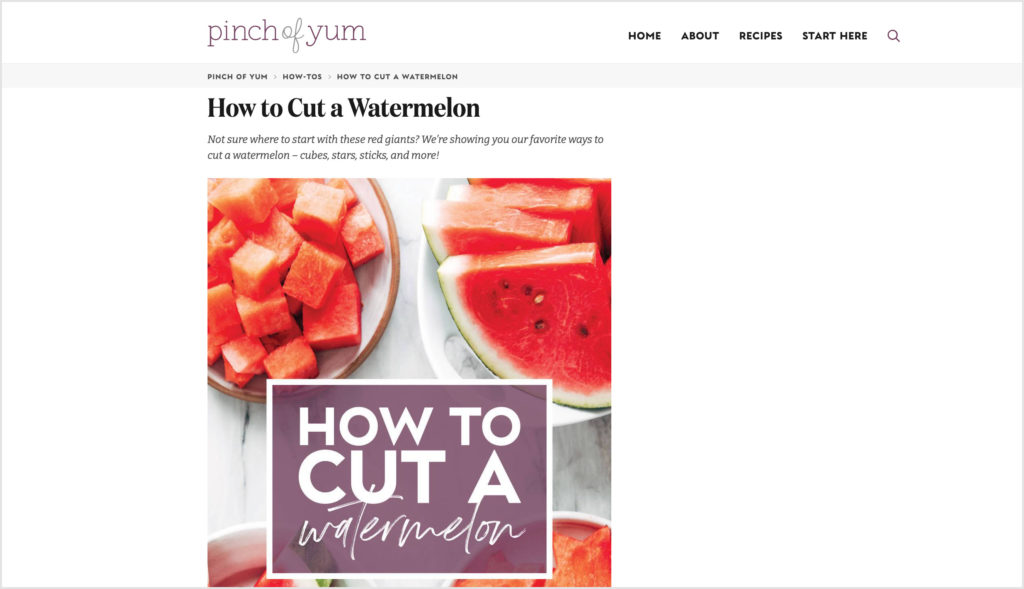 How to Cut a Watermelon post on Pinch of Yum