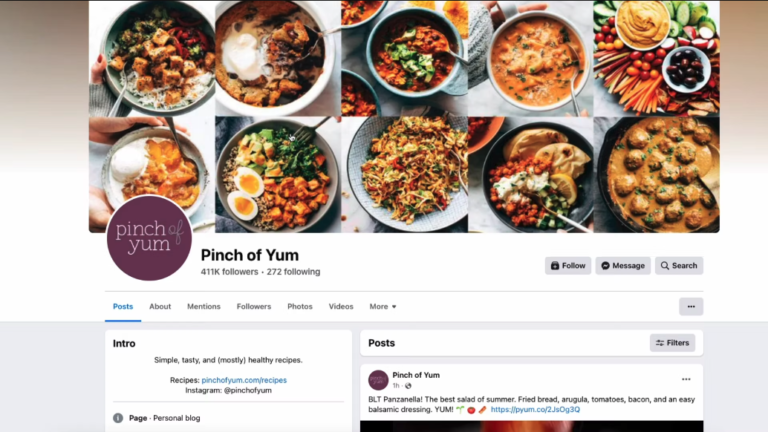 Cover photo on the Pinch of Yum Facebook page