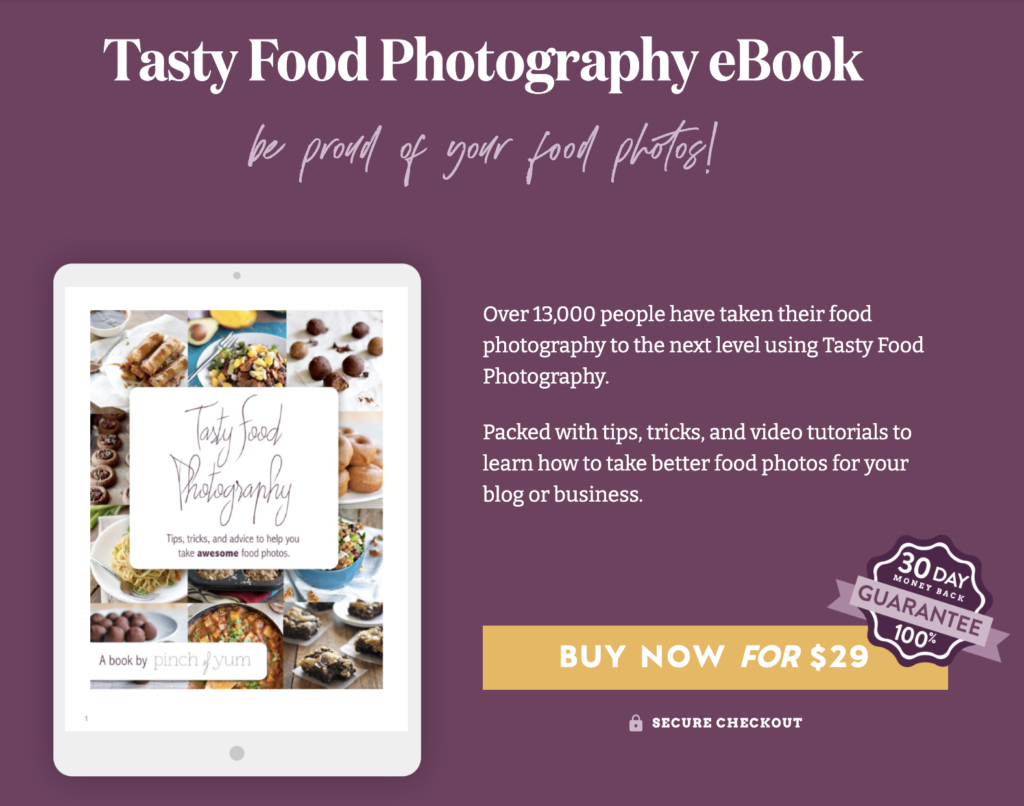 The tasty food photography ebook product page
