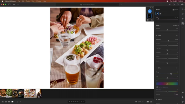 a lifestyle photo at a restaurant in Lightroom CC