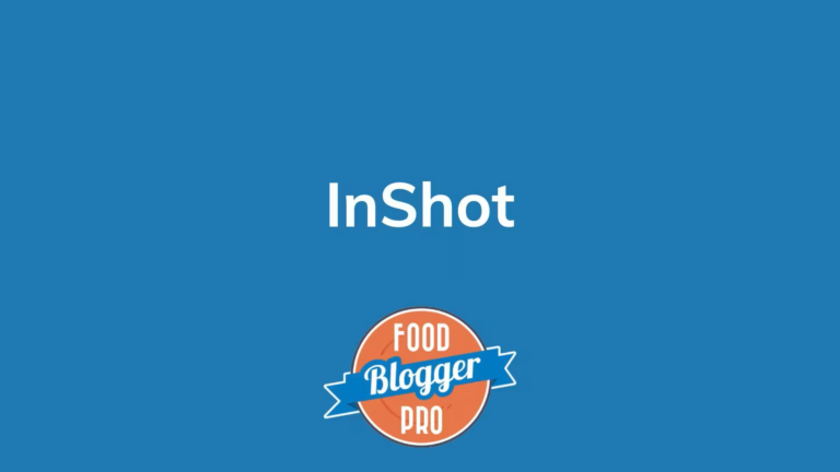 The word 'InShot' on a blue background with the Food Blogger Pro logo