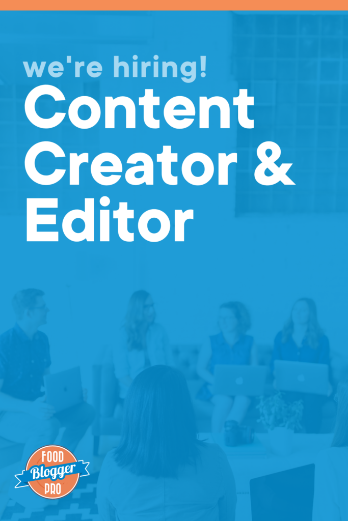 a team with computers open and the title of this article on a blue background 'we're hiring! content creator & editor'