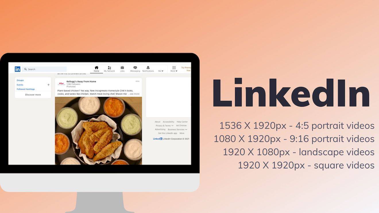Example of a video on LinkedIn and the recommended video size for a LinkedIn video