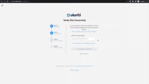 the site verification page on Clariti
