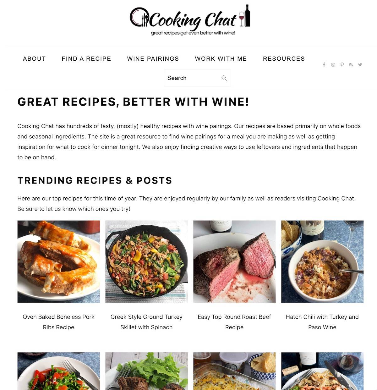 the Cooking Chat homepage - an example of Foodie Pro theme via the Feast Plugin