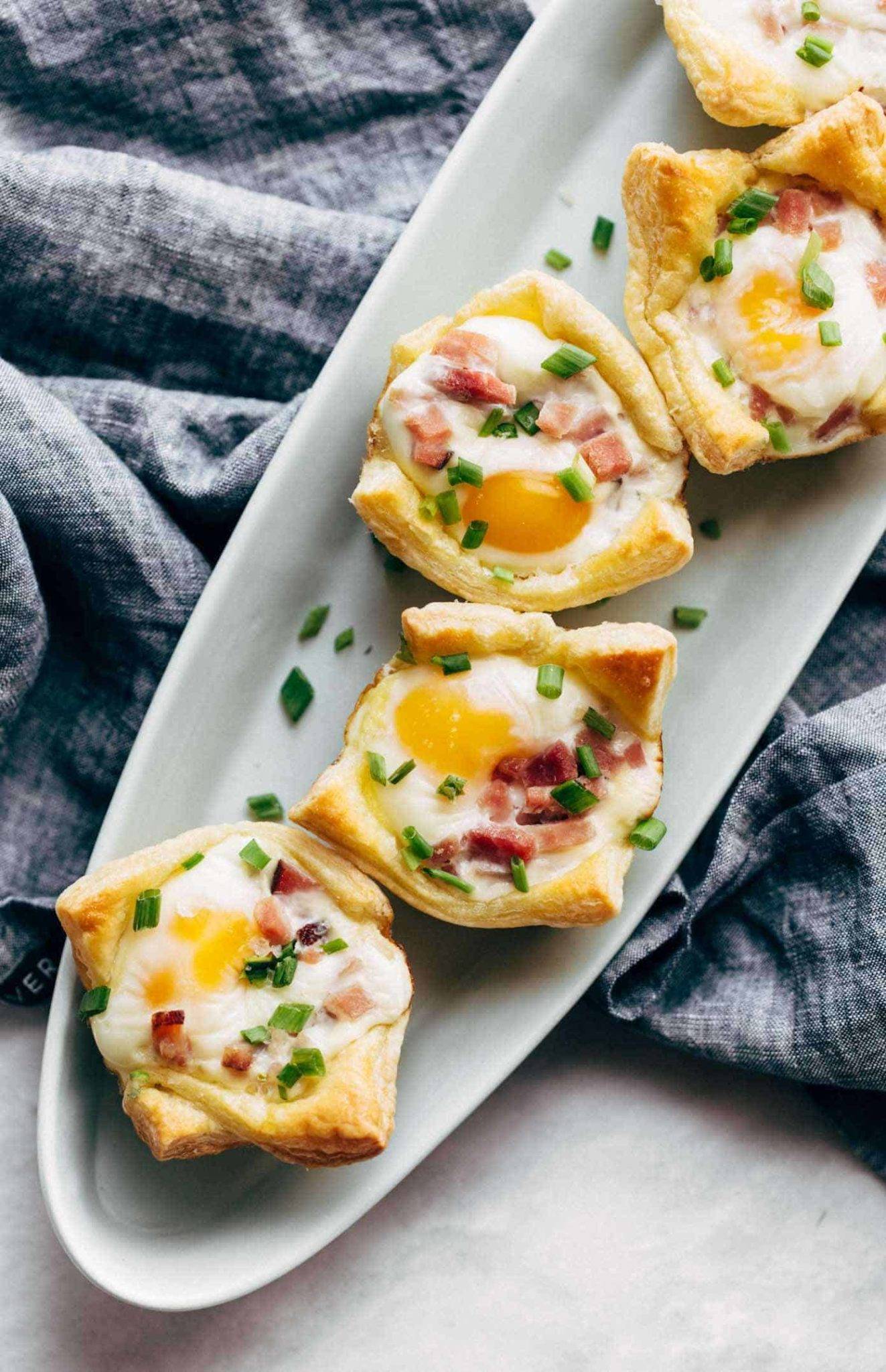 Ham, Egg, and Cheese Brunch Cups on a plate.