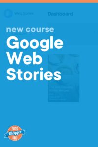 Google document with a blue overlay and the title of this blog post 'Google Web Stories'