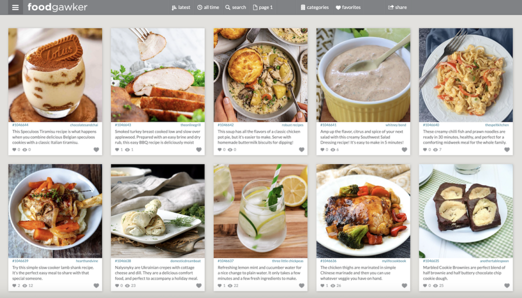 The homepage of Foodgawker.