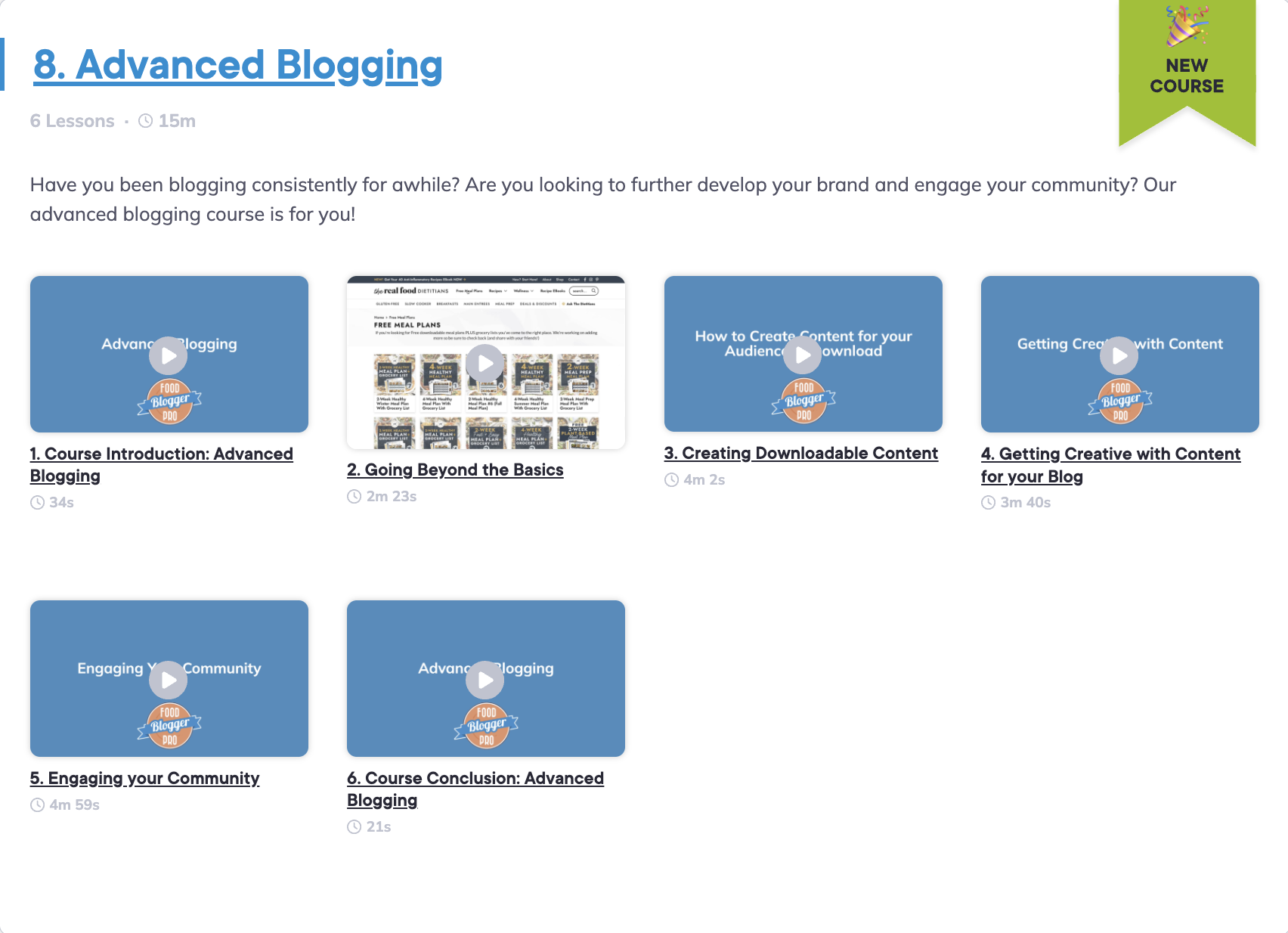 Overview of Advanced Blogging Course
