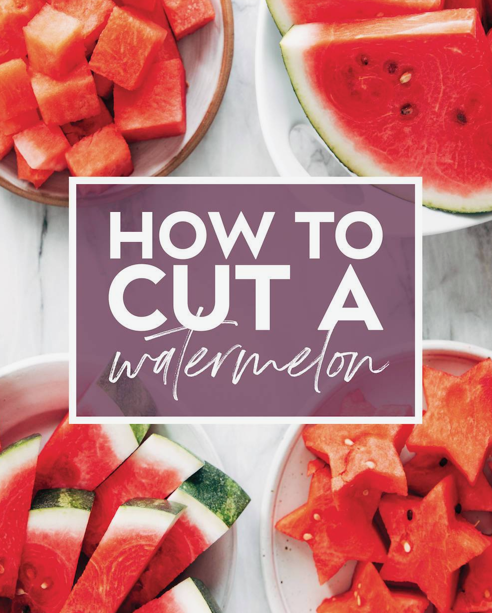A photograph of watermelon cut into different shapes with the blog title 'How to Cut a Watermelon' written across the image.